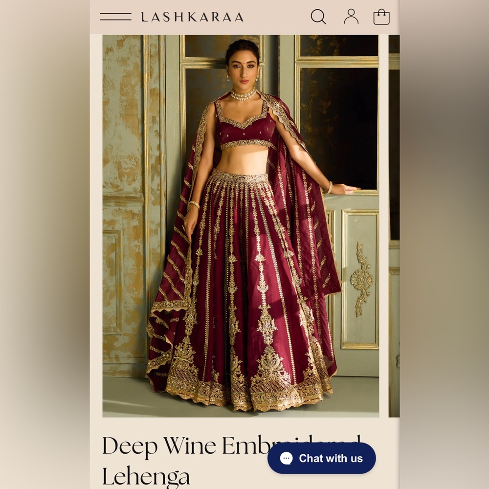 Lashkaraa Lehenga Deep Wine, S